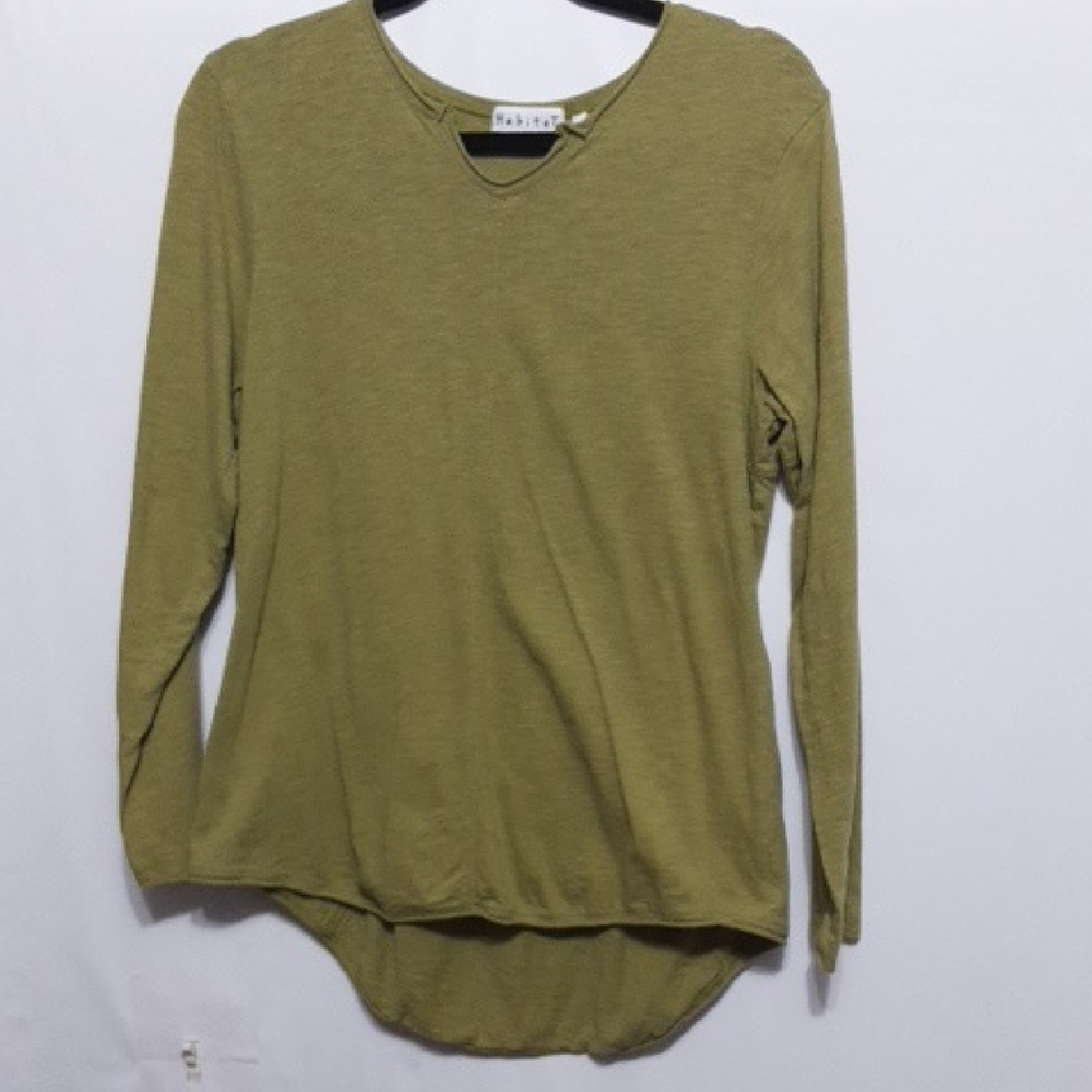 Habitat Olive Long Sleeve High/Low Hem Top